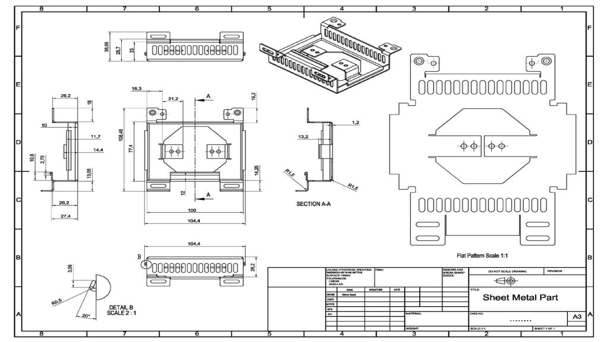Sheet metal fabrication drawings