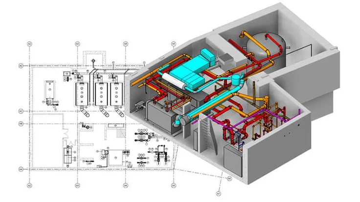 color-coded mep drawings