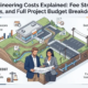 Civil engineering costs breakdown showing lump sum, hourly, percentage, and hybrid fee structures.