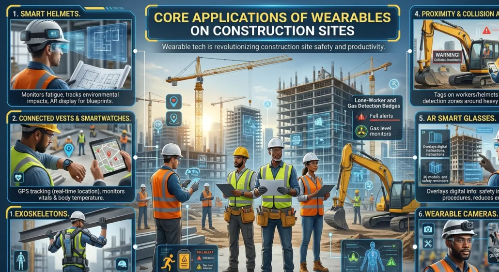 Core Applications of Wearables on Construction Sites