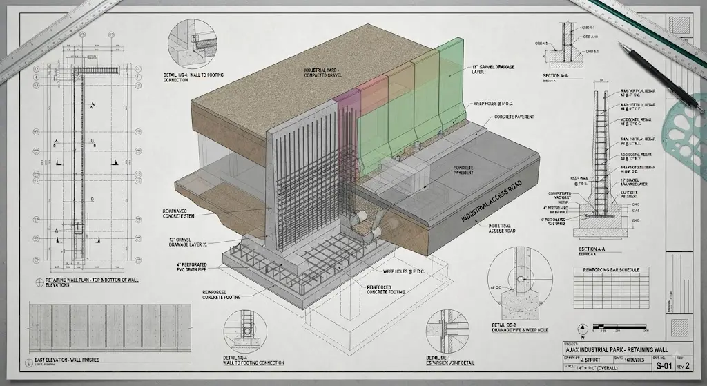 Retaining Wall Structural Drafting industrial