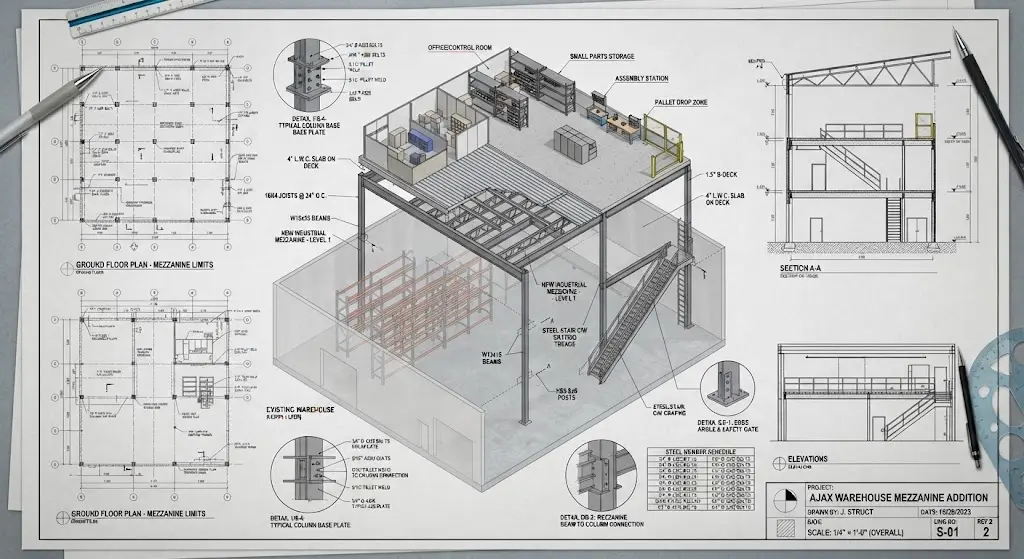Warehouse Mezzanine Steel Detailing