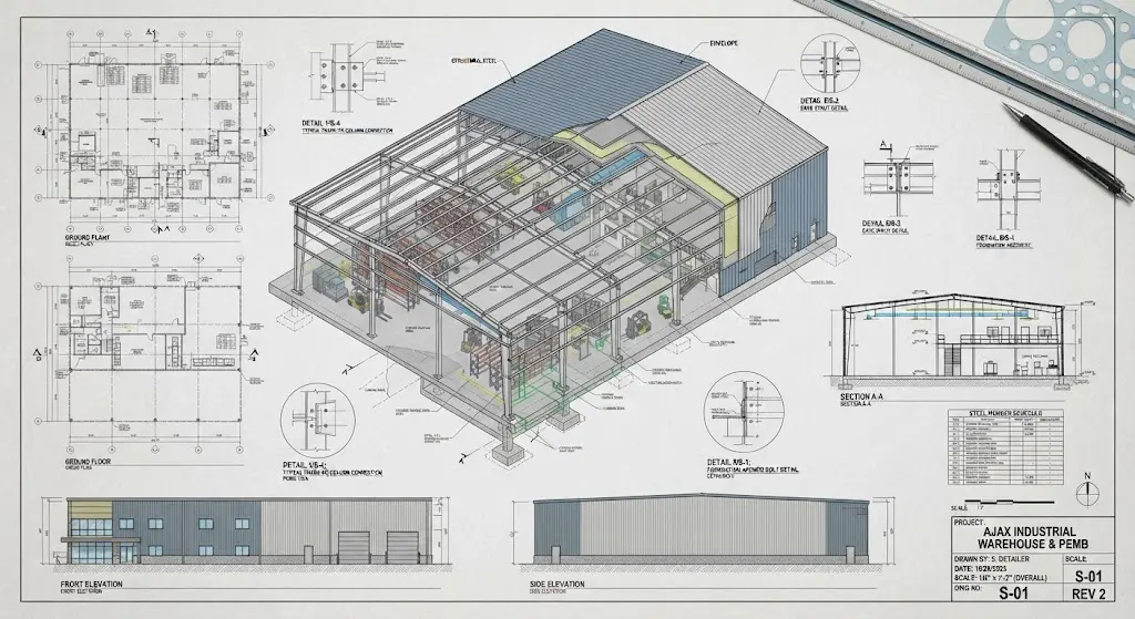 Warehouse & PEMB Steel Detailing Indus
