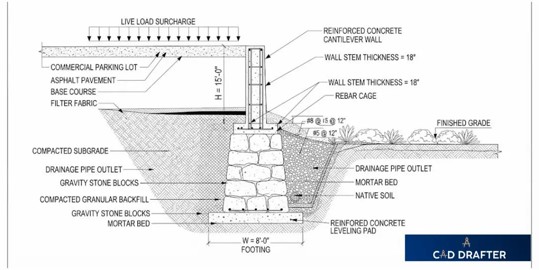 Commercial Parking & Grading Wall