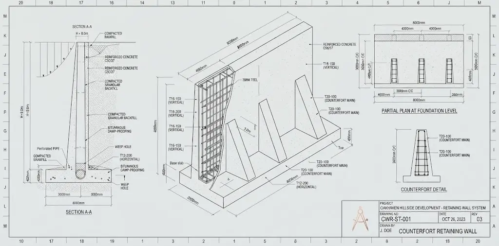 Counterfort Retaining Wall