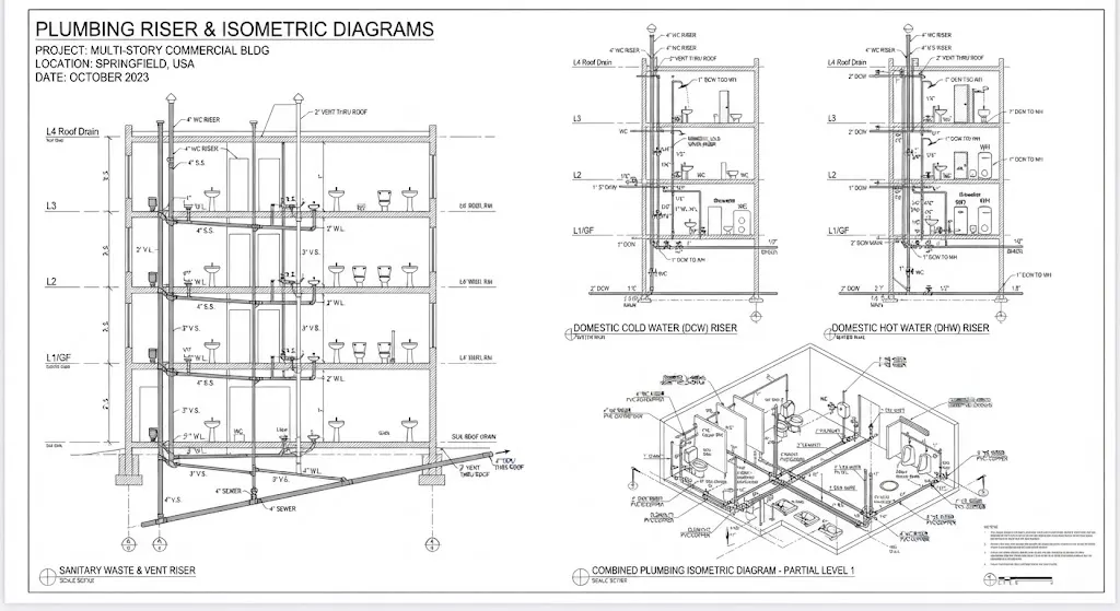 Plumbing Riser & Isometric Diagrams
