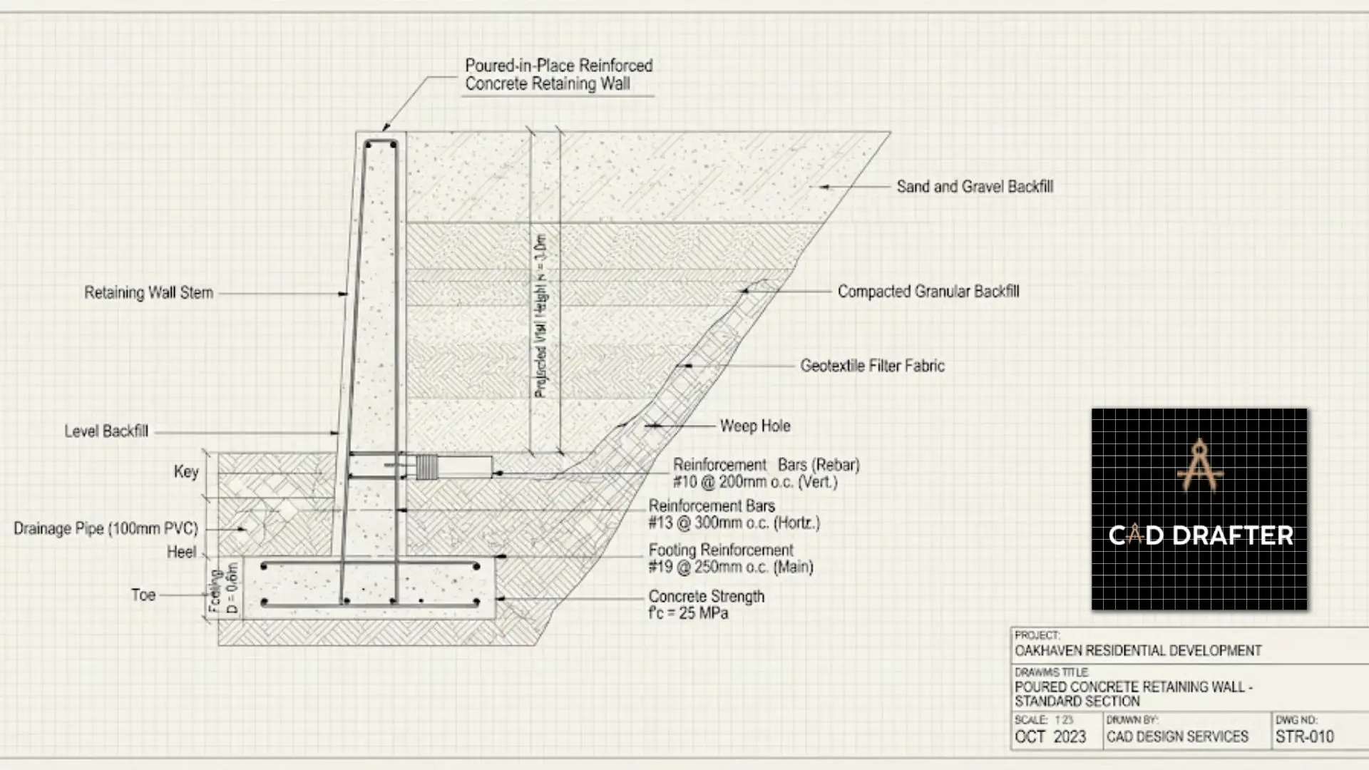 Poured Concrete Retaining Wall