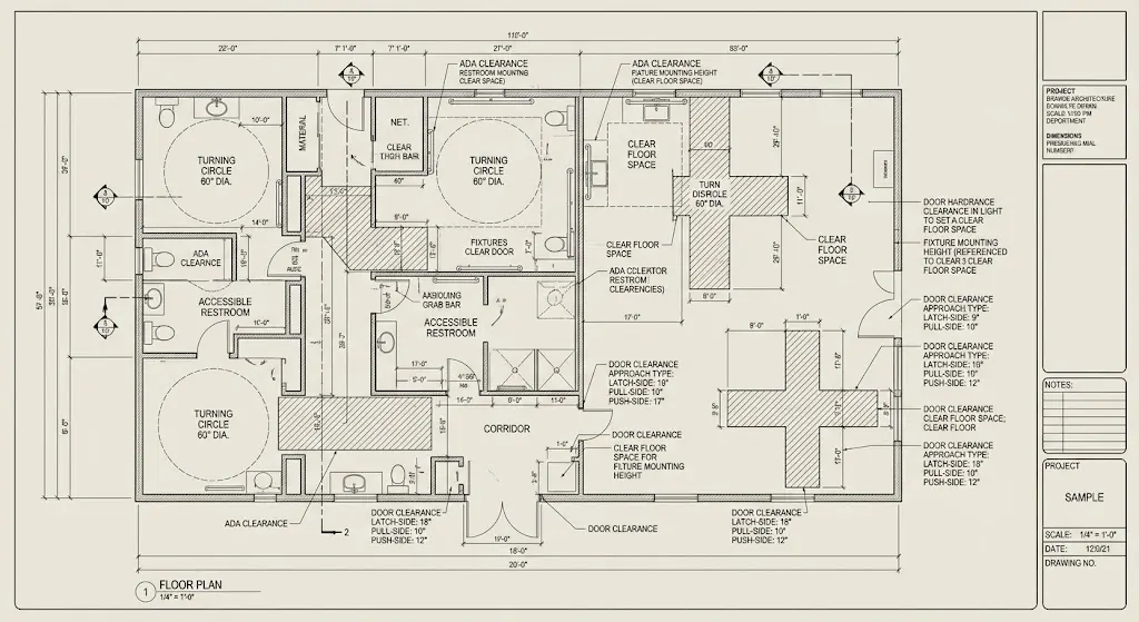 ADA Floor Plans With Clearance Overlays