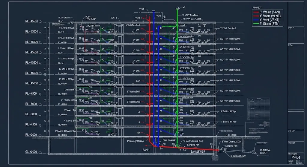 Sanitary Riser Diagram