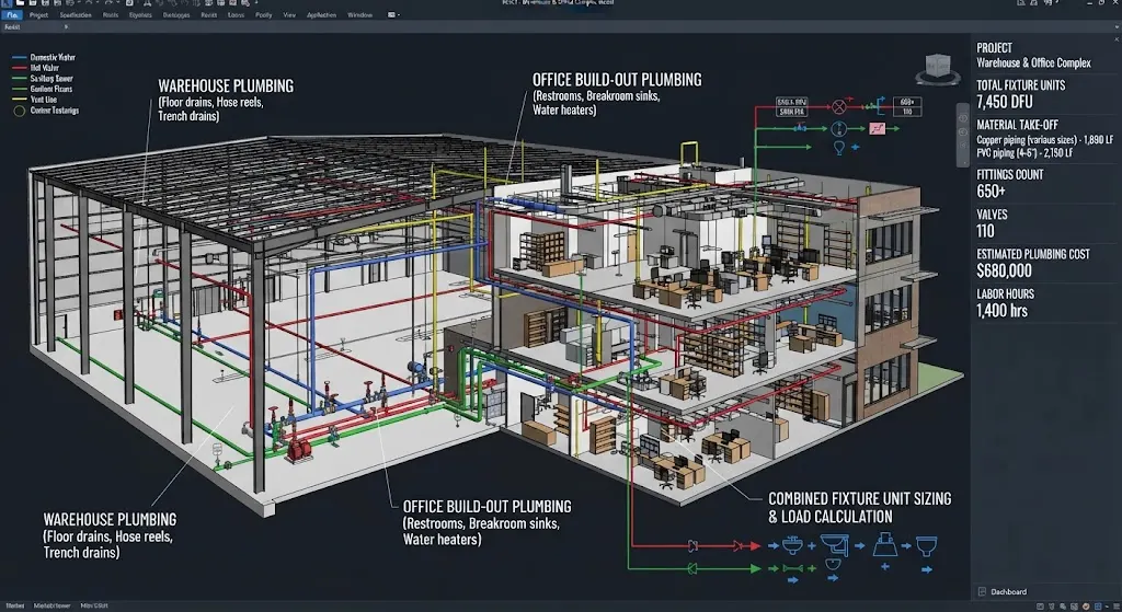 Warehouses with Office Build-Out plumbing design